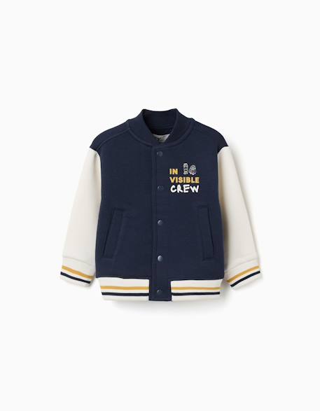 Blouson bomber en coton peigné avec imprimé Bleu foncé 2 - vertbaudet enfant 