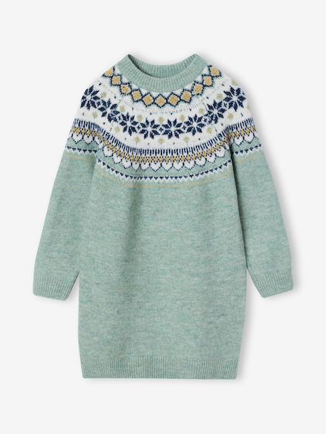 Robe fille manches longues camel+rose poudré+vert sauge 7 - vertbaudet enfant 