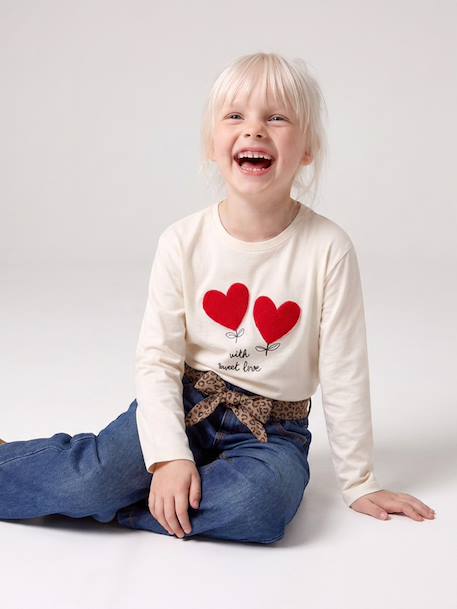 T-shirt manches longues fille écru+rose poudré 7 - vertbaudet enfant 