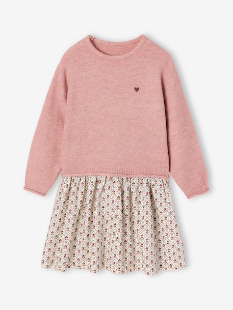 Robe 2 en 1 manches longues fille prune+rose poudré 5 - vertbaudet enfant 