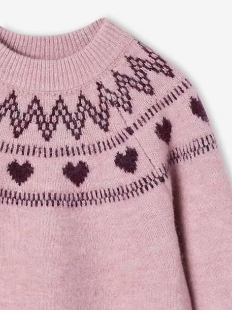 Pull fille manches longues col rond rose pâle+vert sauge 3 - vertbaudet enfant 