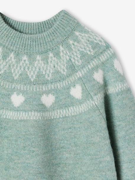 Pull fille manches longues col rond rose pâle+vert sauge 6 - vertbaudet enfant 
