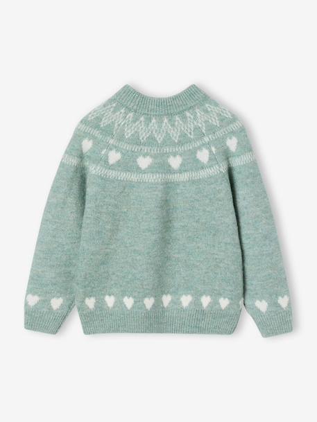 Pull fille manches longues col rond rose pâle+vert sauge 5 - vertbaudet enfant 
