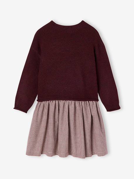 Robe 2 en 1 manches longues fille prune+rose poudré 2 - vertbaudet enfant 