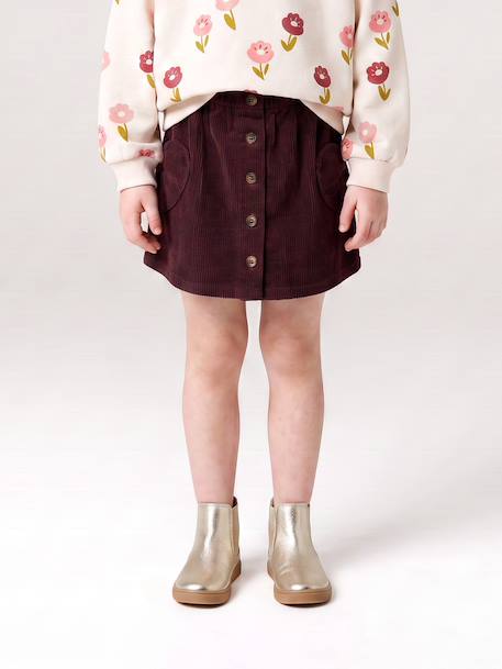 Jupe en velours poches coeur fille anthracite+bleu canard+camel+mauve 14 - vertbaudet enfant 