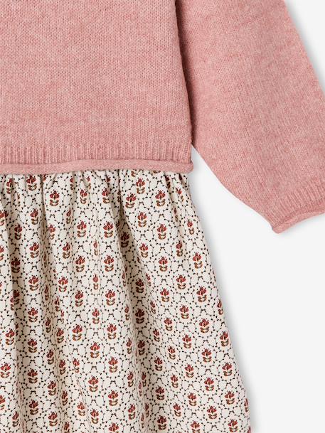Robe 2 en 1 manches longues fille prune+rose poudré 8 - vertbaudet enfant 
