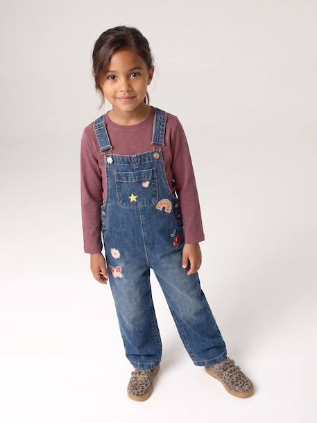 Salopette fille large en denim bleu moyen+denim black+denim gris+stone 3 - vertbaudet enfant 