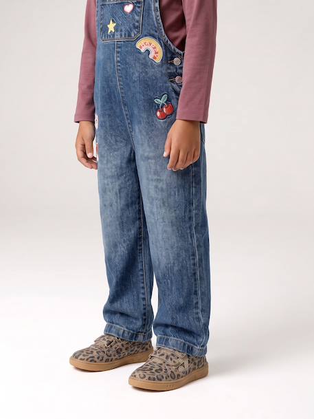 Salopette fille large en denim bleu moyen+denim black+denim gris+stone 8 - vertbaudet enfant 
