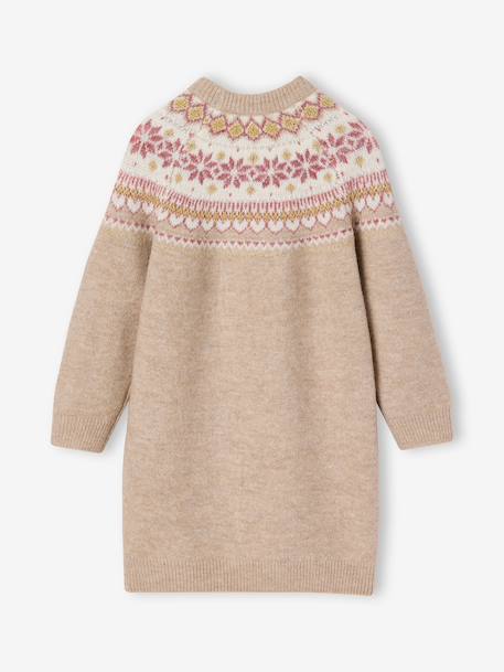 Robe fille manches longues camel+rose poudré+vert sauge 2 - vertbaudet enfant 