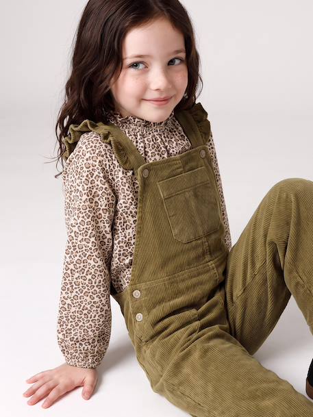 Fille-T-shirt, sous-pull-T-shirt fantaisie col élastiqué volanté fille