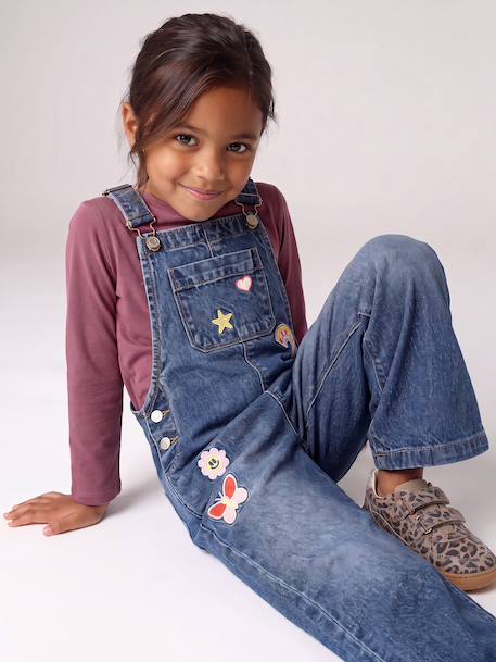 Salopette fille large en denim bleu moyen+denim black+denim gris+stone 2 - vertbaudet enfant 