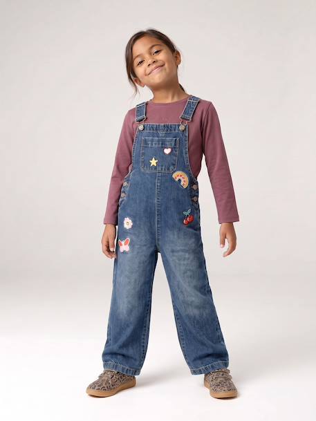 Fille-Salopette, combinaison-Salopette fille large en denim 