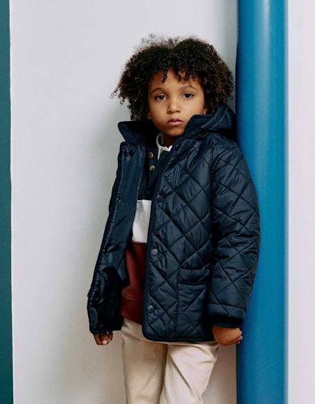 Veste matelassée avec capuche amovible Bleu foncé 1 - vertbaudet enfant 
