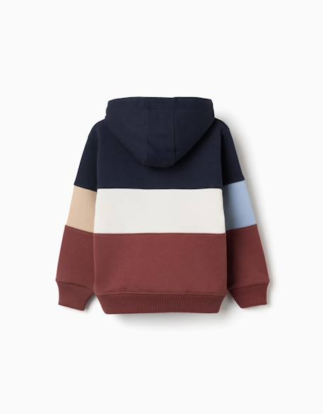 Sweat en molleton à capuche et blocs de couleur Marron 3 - vertbaudet enfant 