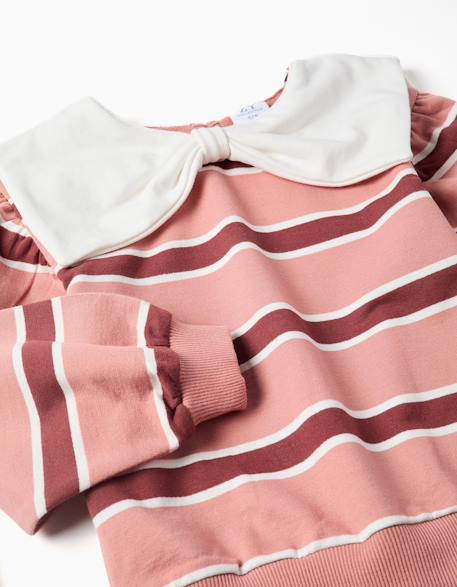 Sweat à rayures avec col en forme de nœud Rose 4 - vertbaudet enfant 