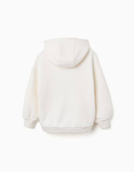 Sweat en coton à capuche avec imprimé cœur Blanc 3 - vertbaudet enfant 