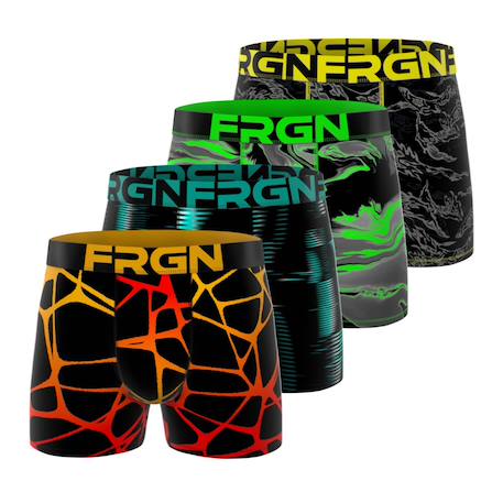 Lot de 4 boxers junior Garçon collection frgn style Turquoise/orange/jaune/noir/bleu/vert/gris 1 - vertbaudet enfant 