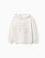 Sweat en coton à capuche avec imprimé cœur Blanc 2 - vertbaudet enfant 