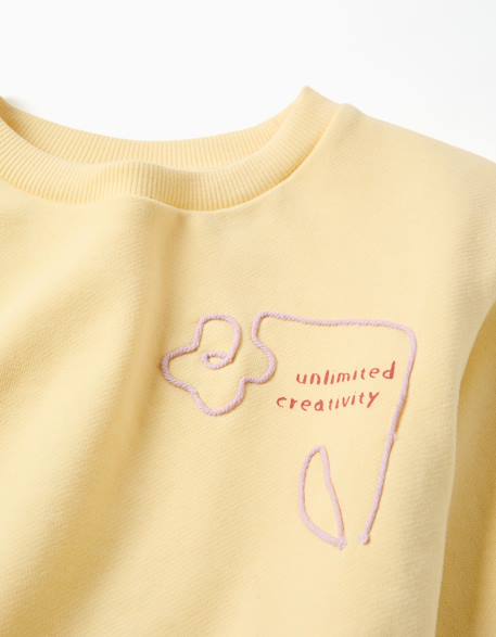 Sweat en coton avec imprimé creativity Jaune 4 - vertbaudet enfant 