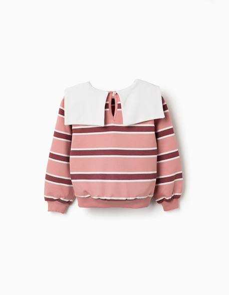 Sweat à rayures avec col en forme de nœud Rose 3 - vertbaudet enfant 