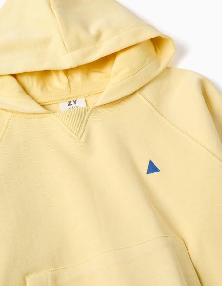 Sweat en coton avec capuche et poche kangourou Jaune 4 - vertbaudet enfant 