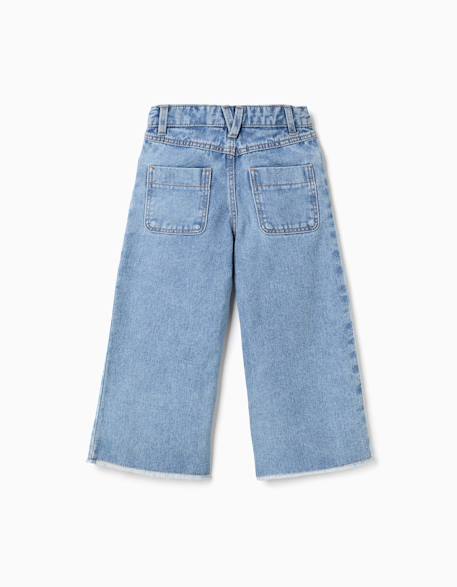 Jean à jambe large et ourlets effilochés Bleu 3 - vertbaudet enfant 