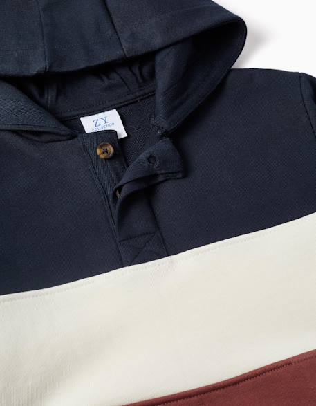 Sweat en molleton à capuche et blocs de couleur Marron 4 - vertbaudet enfant 