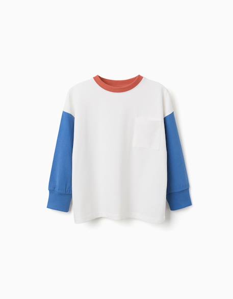 T-shirt en coton à manches longues avec poche Bleu 2 - vertbaudet enfant 