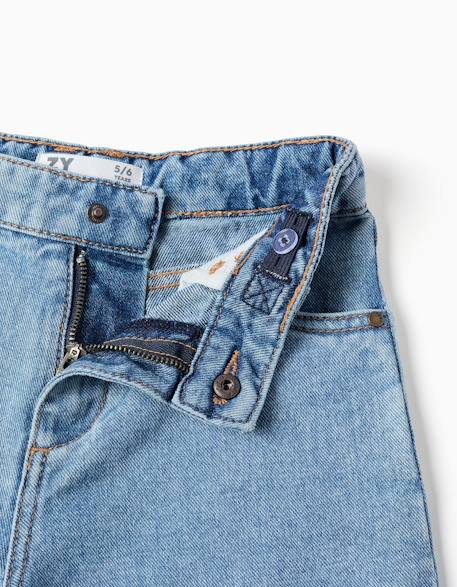 Jean à jambe large et ourlets effilochés Bleu 4 - vertbaudet enfant 