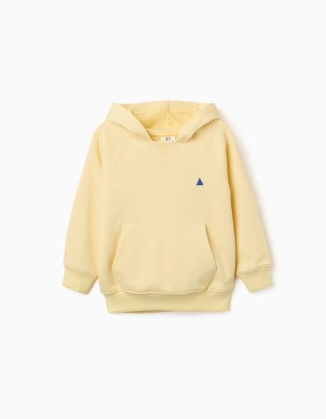 Sweat en coton avec capuche et poche kangourou Jaune 2 - vertbaudet enfant 