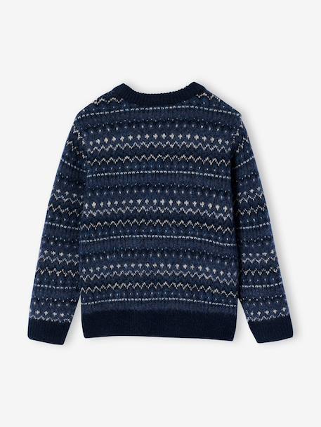 Pull jacquard garçon col rond marine 5 - vertbaudet enfant 