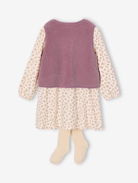 Ensemble robe 3 pièces enfant fille écru+mauve 14 - vertbaudet enfant 