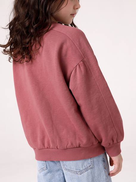 Sweat fille col rond mauve+rose pâle 8 - vertbaudet enfant 