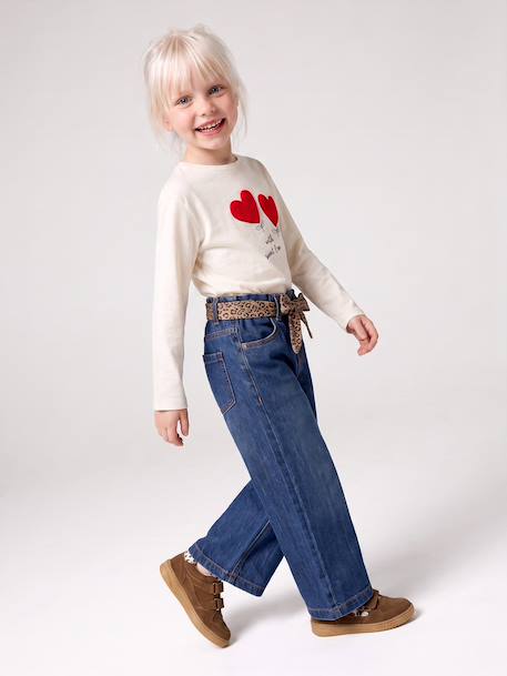 Jean large paperbag fille bleu foncé+bleu moyen 3 - vertbaudet enfant 