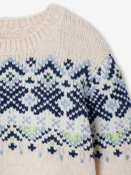 Pull jacquard garçon col rond blanc 3 - vertbaudet enfant 