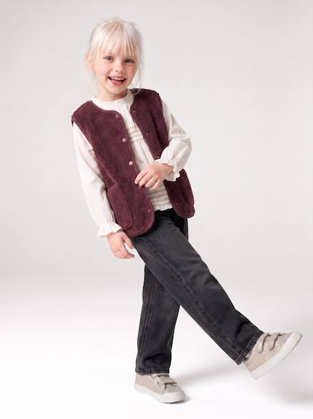 Jean fille large morphologik tour de hanches fin bleached+bleu foncé+denim gris+stone 10 - vertbaudet enfant 