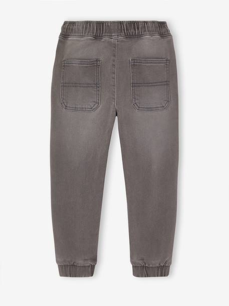 Pantalon jogger en denim effet molleton facile à enfiler garçon denim gris clair+stone 2 - vertbaudet enfant 