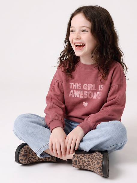 Sweat fille col rond mauve+rose pâle 7 - vertbaudet enfant 