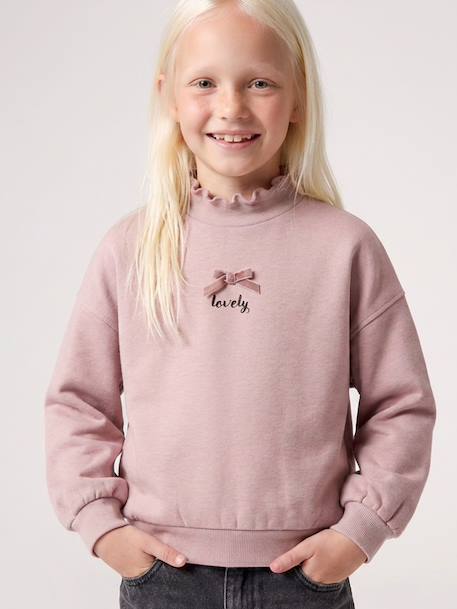 Sweat fille col montant rose pâle 1 - vertbaudet enfant 