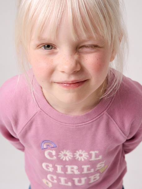 Sweat fille manches longues col rond mauve 2 - vertbaudet enfant 