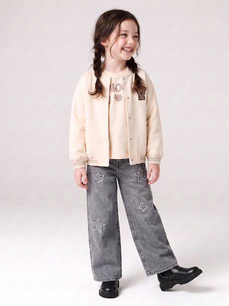 Sweat style teddy fille en molleton beige+gris chiné+marine 7 - vertbaudet enfant 