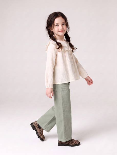 Pantalon fille large MorphologiK fin corail+kaki+vert de gris+vieux rose 12 - vertbaudet enfant 