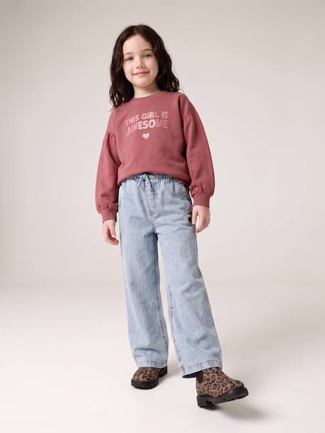 Sweat fille col rond mauve+rose pâle 6 - vertbaudet enfant 
