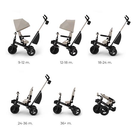 Tricycle AVEO 2 PLUS Évolutif 6 Configurations avec Siège 360° CLICK&TWIST, Position Allongée et Pliage Rapide Beige+Gris+Rose+Vert 2 - vertbaudet enfant 