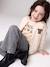Sweat style teddy fille en molleton beige+gris chiné+marine 2 - vertbaudet enfant 