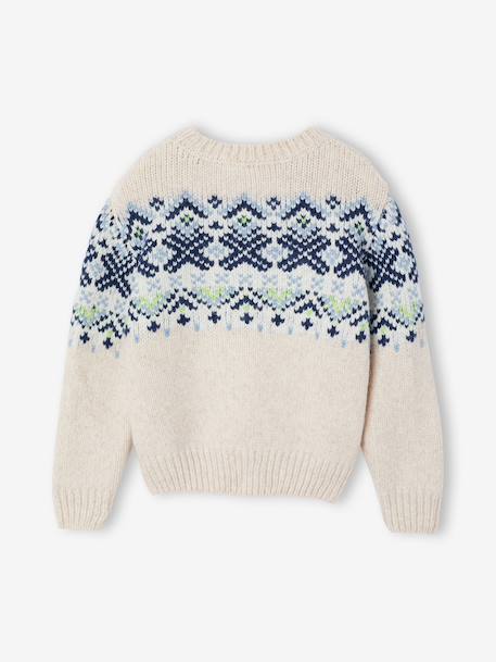 Pull jacquard garçon col rond blanc 2 - vertbaudet enfant 