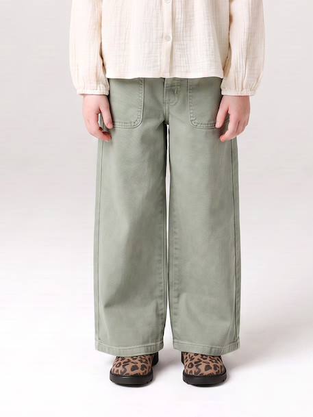 Pantalon fille large MorphologiK fin corail+kaki+vert de gris+vieux rose 11 - vertbaudet enfant 