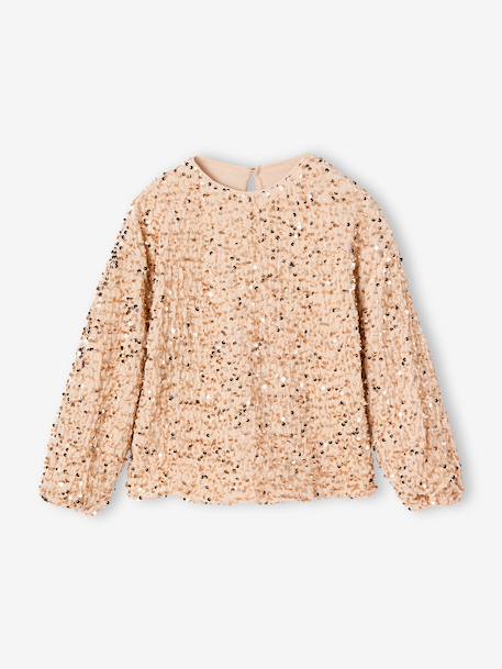 Sweat fille manches longues doré 1 - vertbaudet enfant 