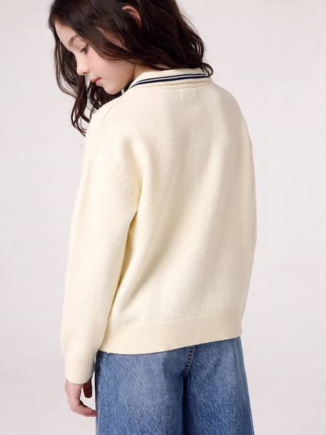 Pull polo fille manches longues écru 7 - vertbaudet enfant 