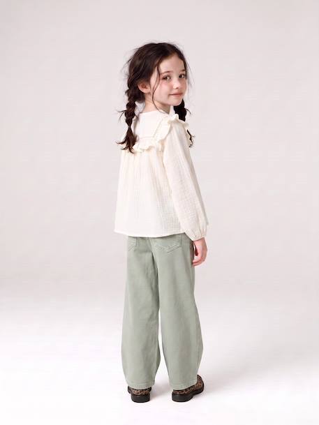 Pantalon fille large MorphologiK fin corail+kaki+vert de gris+vieux rose 17 - vertbaudet enfant 